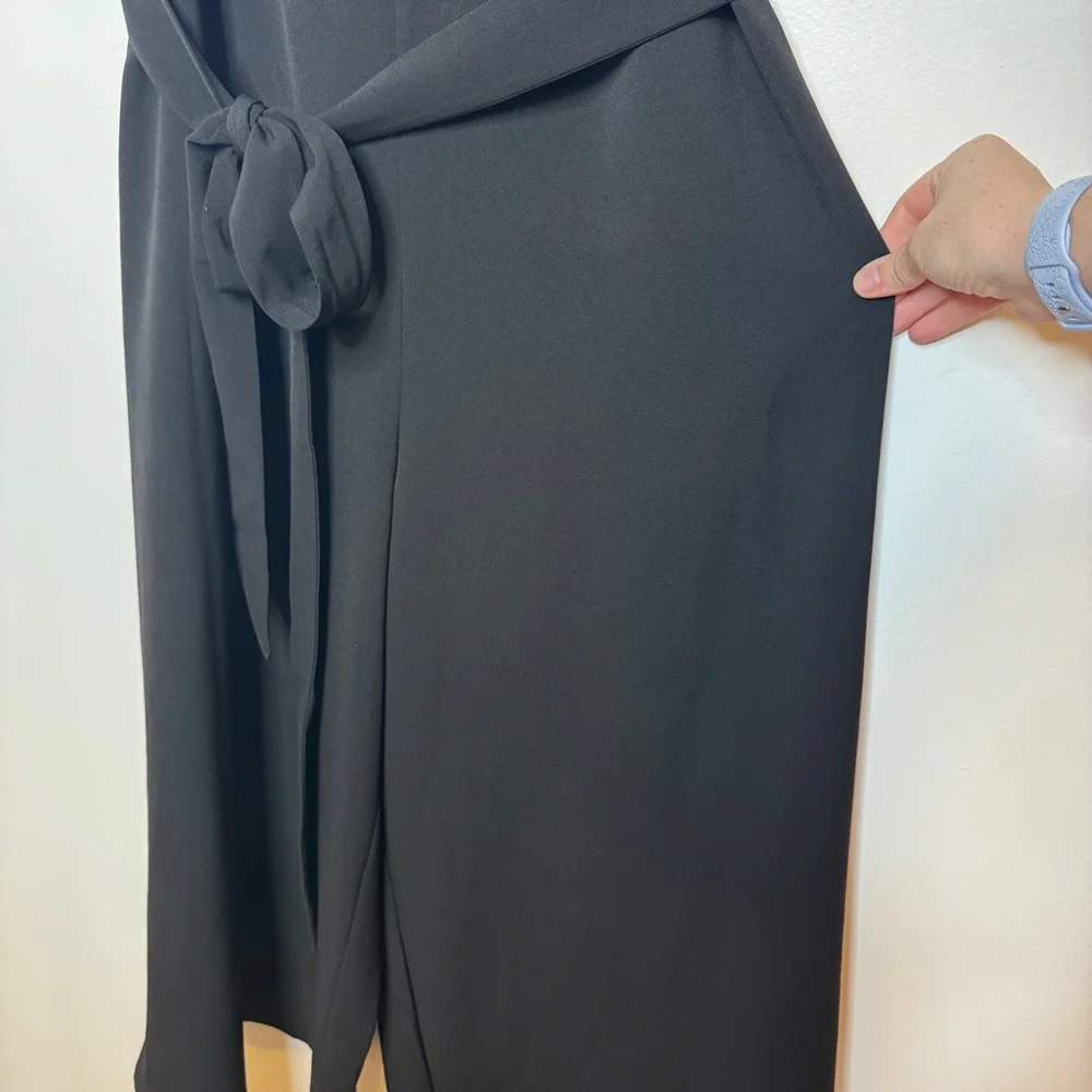 Lane Bryant Wide-Leg Jumpsuit Black Belted